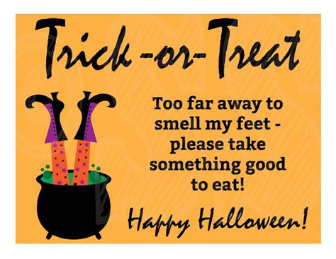 Trick Or Treat Smell My Feet Halloween Paroles Trick or Treat, Smell My Feet - Poem - Word Stencil - 9" x 12